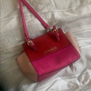 Liz Claiborne Tri-Color Block Shoulder Bag in Red, Pink and Tan